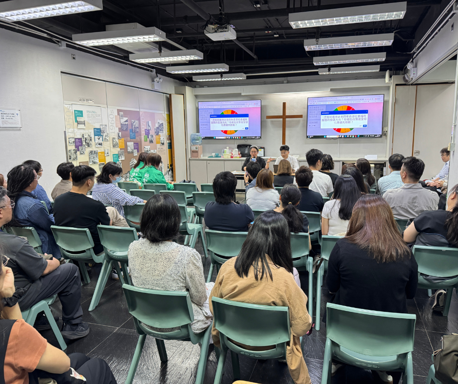  本處同工與功能界別社會福利界候選人K3陳文宜女士交流。